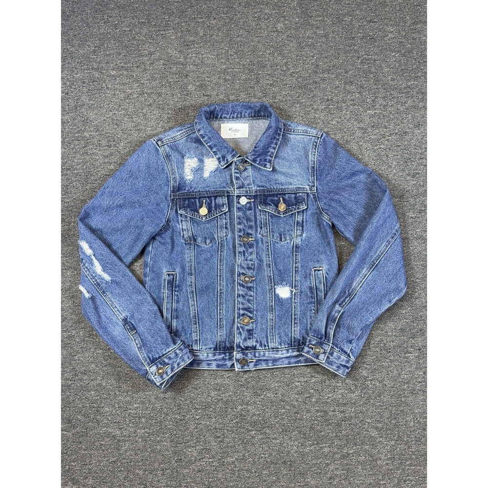 KanCan Women's Denim Jean Jacket‎ Blue Size XS Distressed Trucker